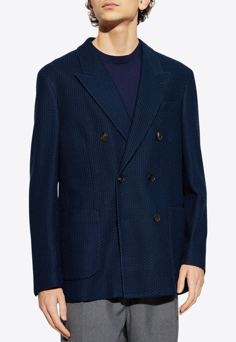 Etro Textured Double-Breasted Blazer Navy MRCA0023 99JJ502-B0339