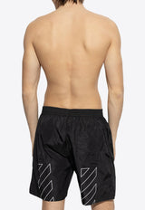 Off-White Logo-Print Swim Shorts KĄPIELOWE OMFD013C99 FAB001-1001