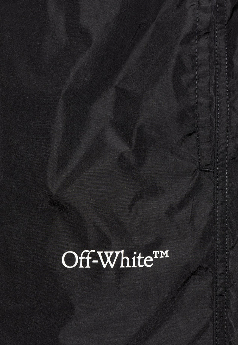 Off-White Logo-Print Swim Shorts KĄPIELOWE OMFD013C99 FAB001-1001