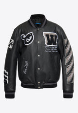 Off-White Leather Bomber Jacket OMJA122C99 LEA004-1010