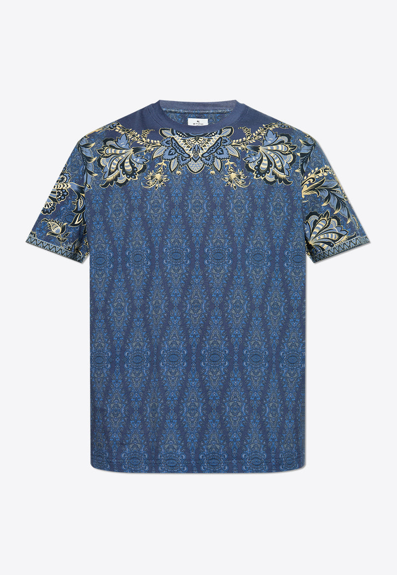 Etro Paisley Print Crewneck T-shirt Navy MRMA0002 AK597-X0883