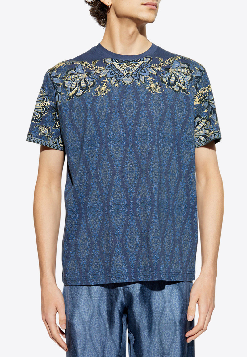 Etro Paisley Print Crewneck T-shirt Navy MRMA0002 AK597-X0883