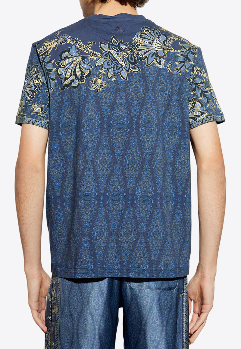 Etro Paisley Print Crewneck T-shirt Navy MRMA0002 AK597-X0883