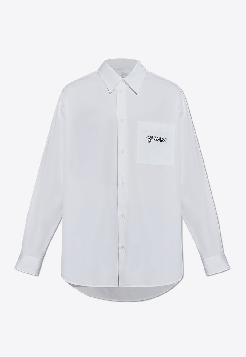 Off-White Logo-Embroidered Long-Sleeved Shirt OMGE004C99 FAB003-0110