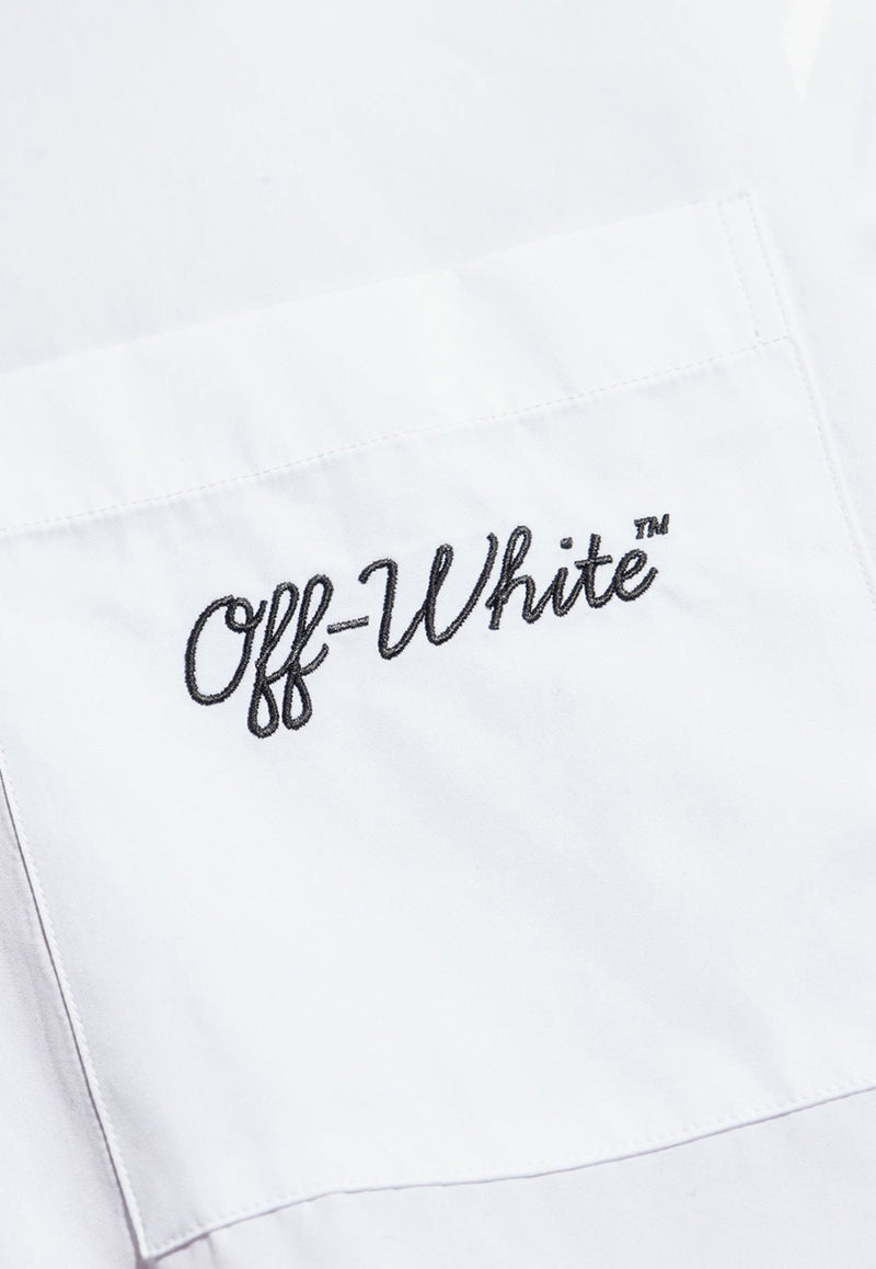 Off-White Logo-Embroidered Long-Sleeved Shirt OMGE004C99 FAB003-0110