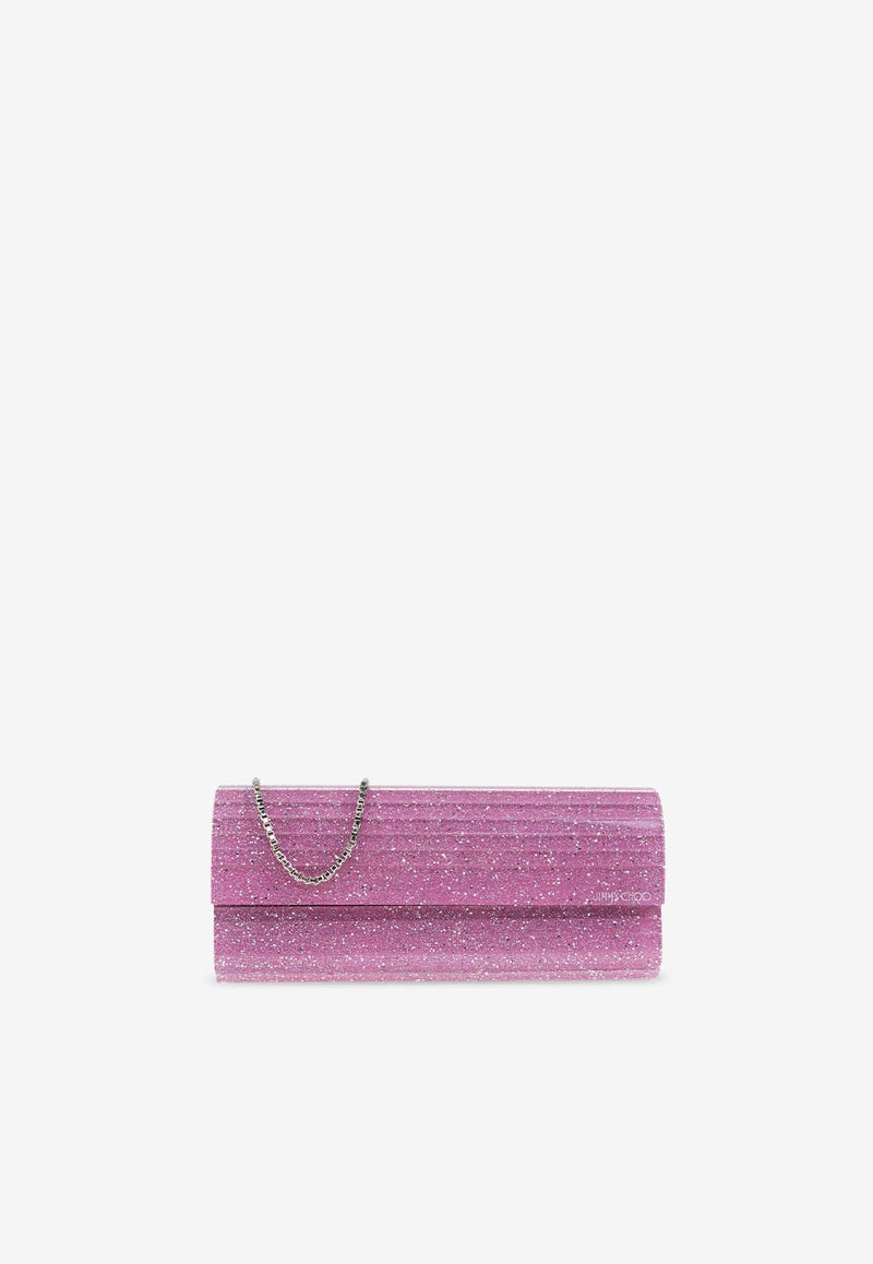 Jimmy Choo Sweetie Glitter-Embellished Clutch SWEETIE DVU-LIGHT MAGENTA SILVER