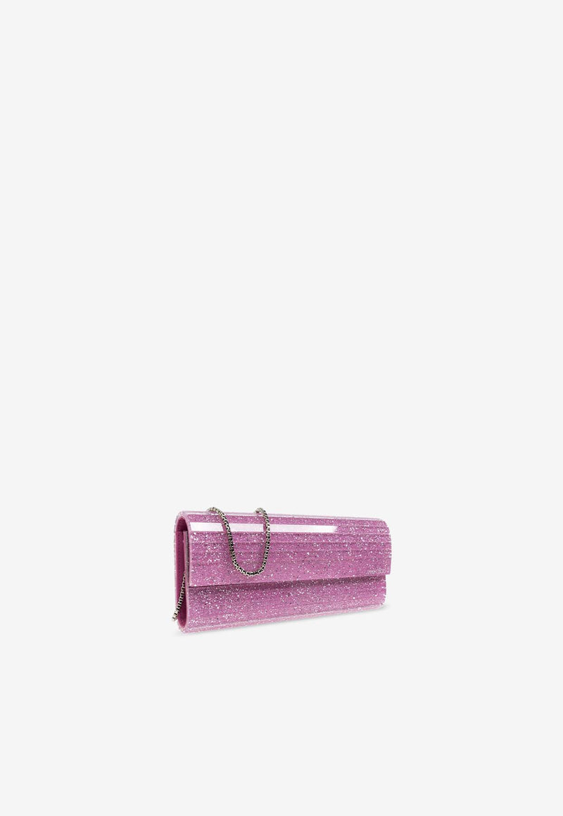 Jimmy Choo Sweetie Glitter-Embellished Clutch SWEETIE DVU-LIGHT MAGENTA SILVER