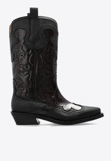 GANNI Mid Shaft Embroidered Western Boots S2857 4911-070