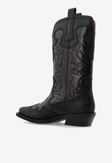 GANNI Mid Shaft Embroidered Western Boots S2857 4911-070