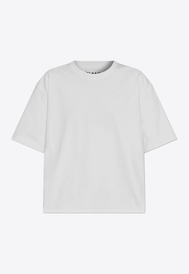 GANNI Open-Back Crewneck T-shirt with Tonal Logo T4066 3683-151