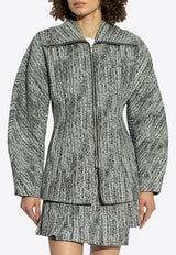 GANNI Tweed Curved-Sleeves Zip-Up Jacket  W0185 6881-371