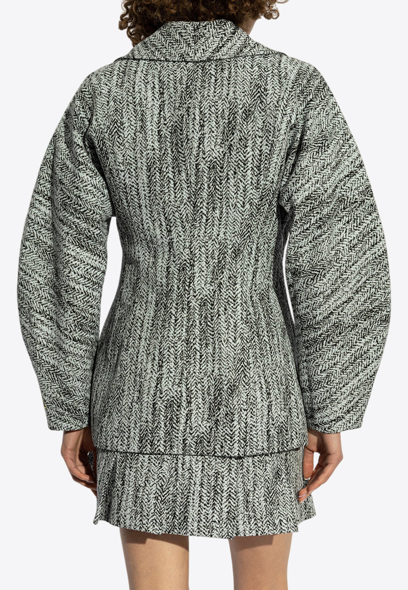 GANNI Tweed Curved-Sleeves Zip-Up Jacket  W0185 6881-371