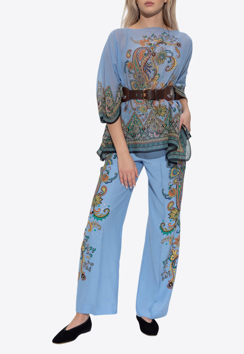 Etro Floral Silk Pants Blue WREA0014 AK773-X0885