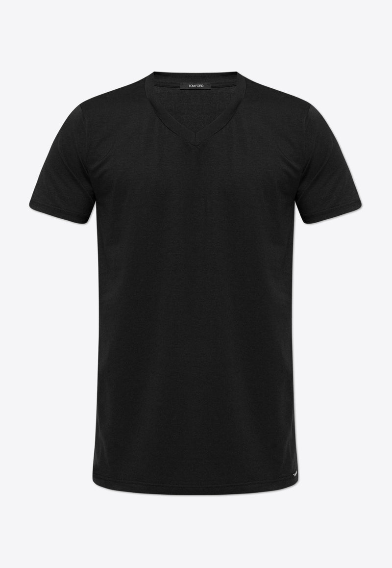 Tom Ford Logo-Embroidered V-neck T-shirt T4M091410 0-002