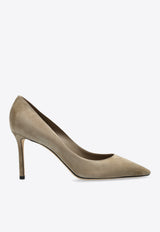 Jimmy Choo Romy 85 Leather Pumps ROMY 85 KDU-TAUPE