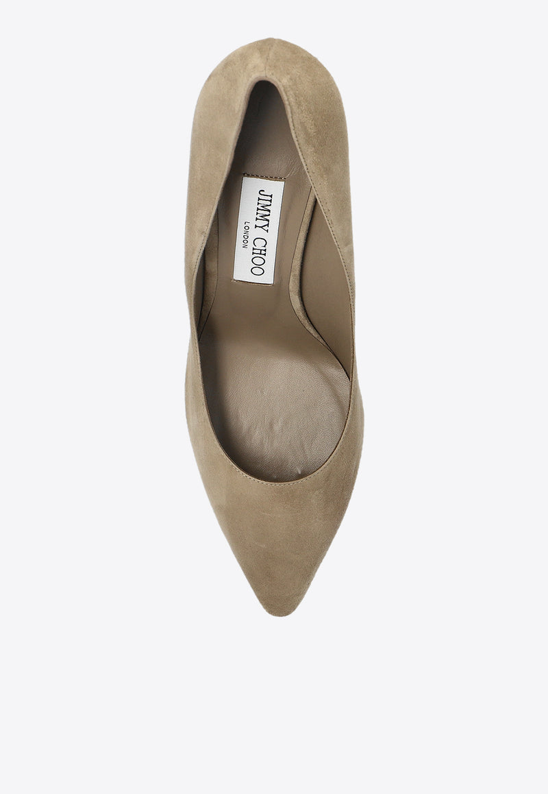 Jimmy Choo Romy 85 Leather Pumps ROMY 85 KDU-TAUPE