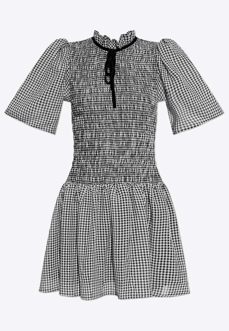 GANNI Sheer Check Mini Smock Dress W0034 6813-099