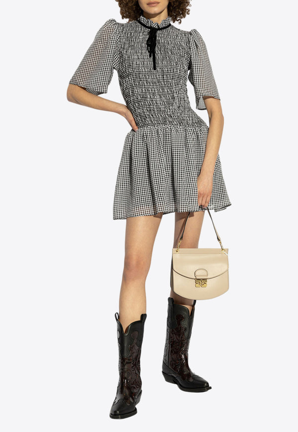 GANNI Sheer Check Mini Smock Dress W0034 6813-099