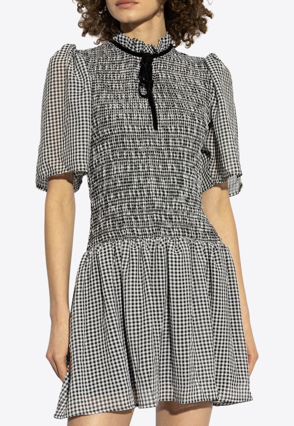 GANNI Sheer Check Mini Smock Dress W0034 6813-099