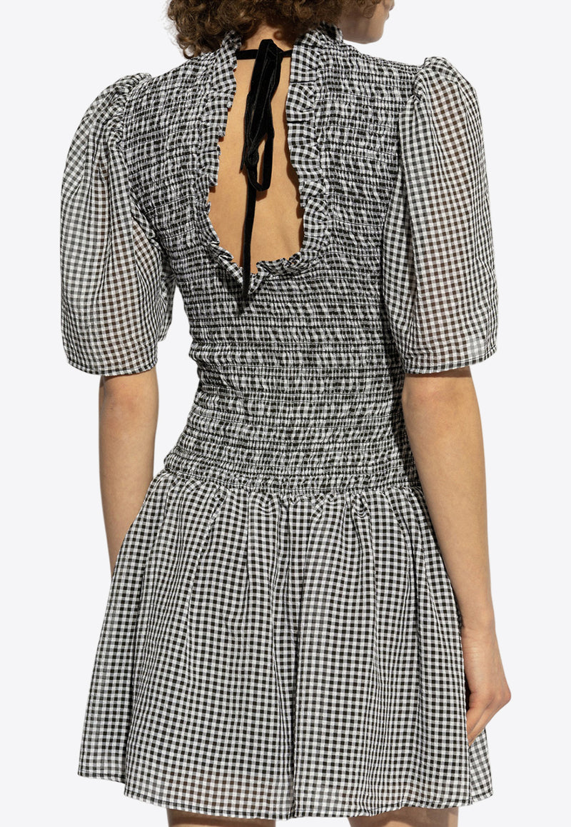 GANNI Sheer Check Mini Smock Dress W0034 6813-099