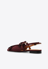 GANNI Big Bow Slingback Pointed-Toe Flats S2860 4932-234