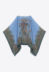 Etro Paisley Print Silk Poncho Blue WRJA0027 AK780-X0885