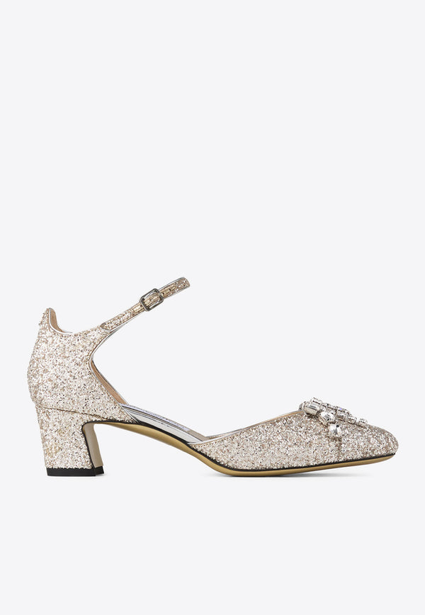 Jimmy Choo Verity 45 Crystal-Embellished Pumps VERITY BH 45 GKN-SAND CRYSTAL