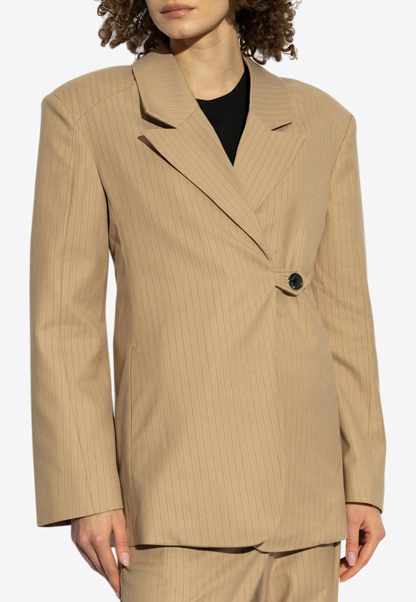 GANNI Off-Center Front Striped Blazer W0165 6786-040