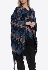 Etro Floral Jacquard Poncho Navy WRBD0004 99TJB23-S9883