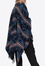 Etro Floral Jacquard Poncho Navy WRBD0004 99TJB23-S9883