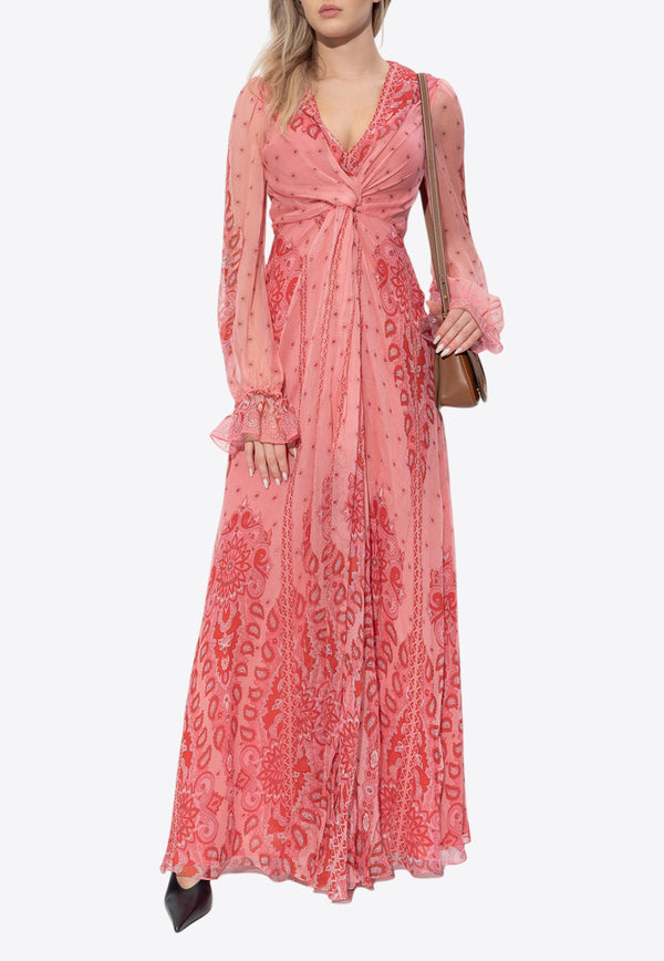 Etro Printed Twisted Silk Maxi Dress Pink WRHA0282 99SP1B4-X0872