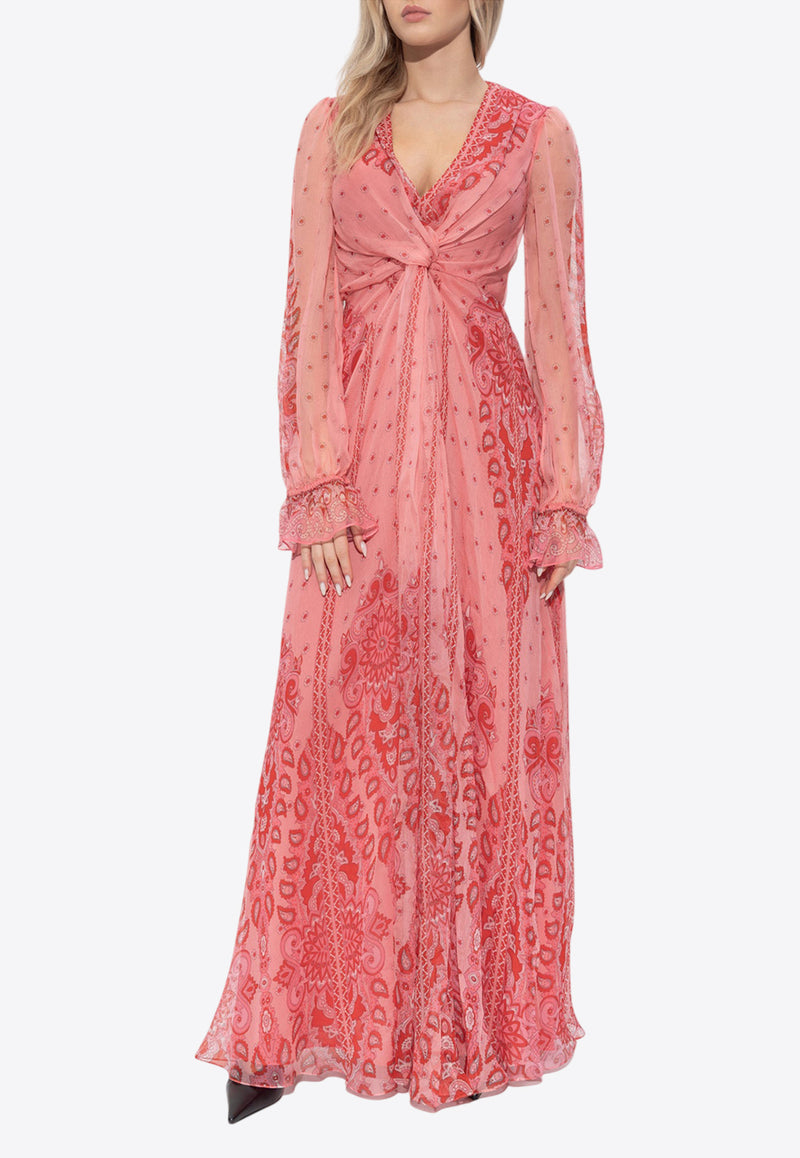 Etro Printed Twisted Silk Maxi Dress Pink WRHA0282 99SP1B4-X0872