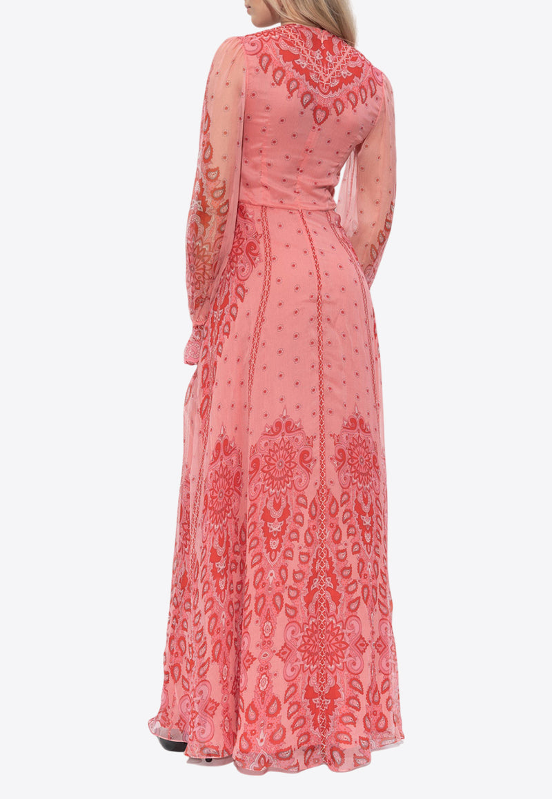 Etro Printed Twisted Silk Maxi Dress Pink WRHA0282 99SP1B4-X0872