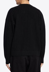 Versace Embroidered Medusa Ribbed Knit Sweater 1018402 1A12939-1B000