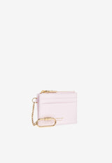 Salvatore Ferragamo Leather Cardholder with Key Chain 220868 PORTA CARTE 779954-COTTON CANDY