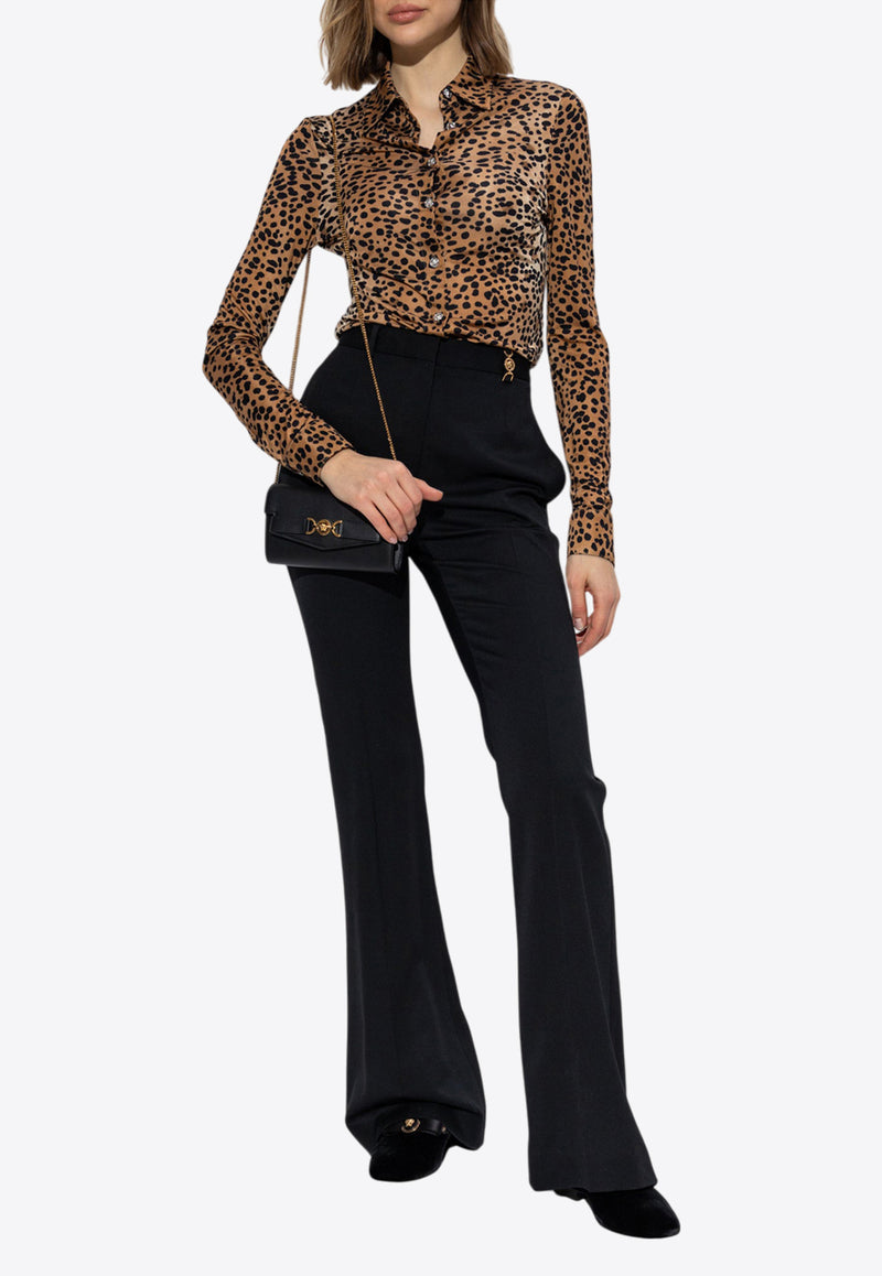 Versace Leopard Fitted Long-Sleeved Shirt 1018671 1A13535-5N540