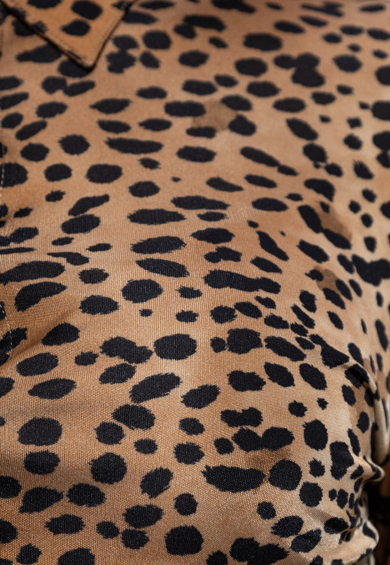 Versace Leopard Fitted Long-Sleeved Shirt 1018671 1A13535-5N540