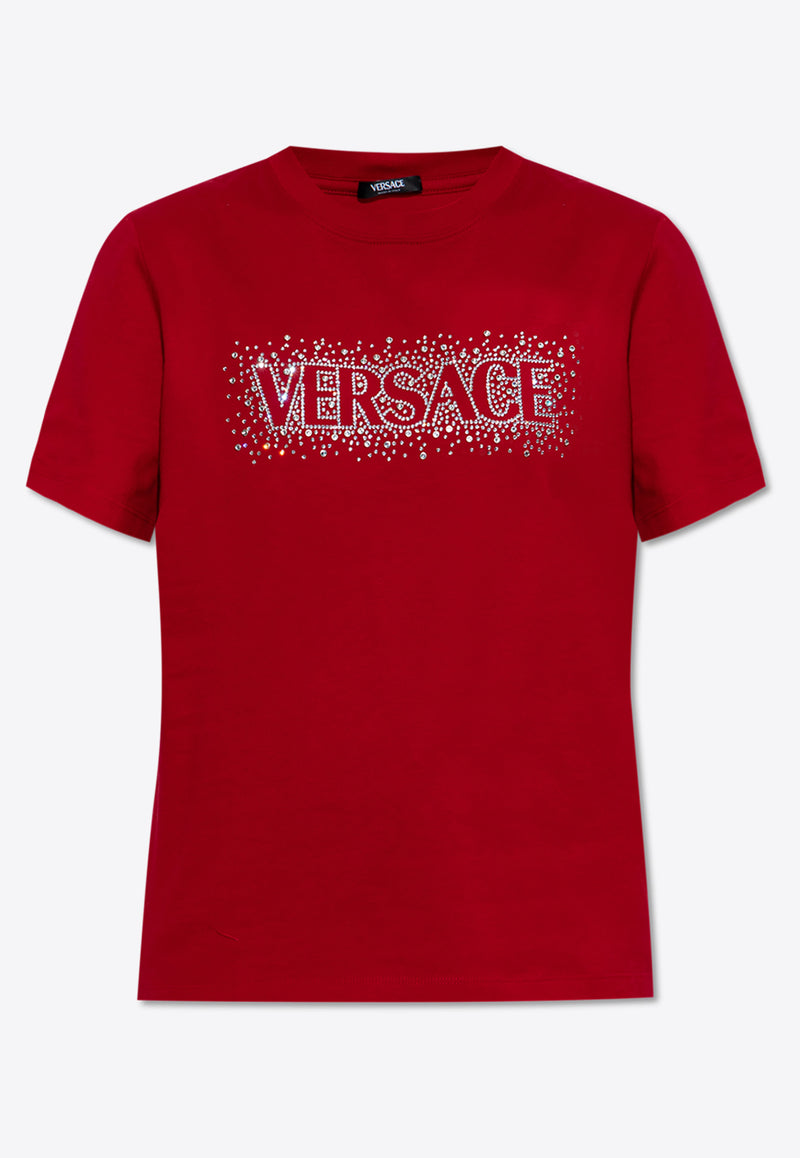 Versace Embellished Logo Crewneck T-Shirt 1018981 1A13330-2RE10