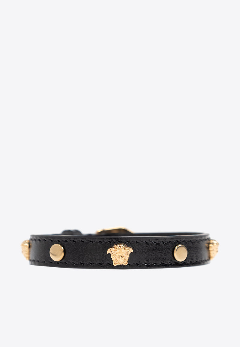 Versace Medusa Embellished Leather Bracelet 1018945 1A00637-1B00V