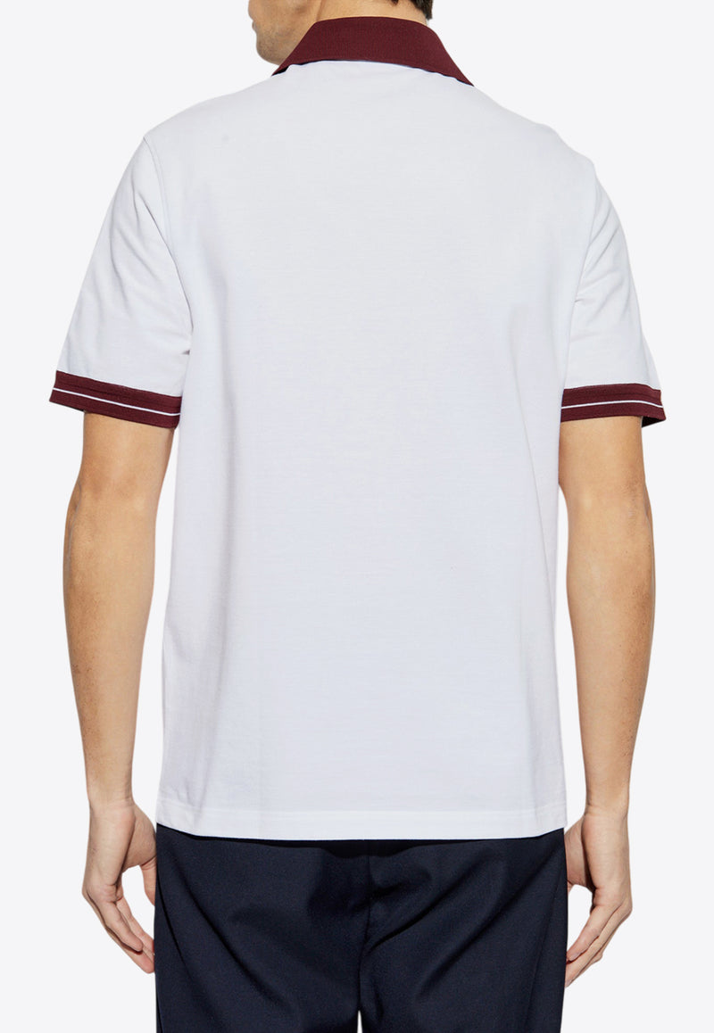 Salvatore Ferragamo Color-Block Polo T-shirt 122607 H 781017-BIANCO BORDEAUX BIANCO