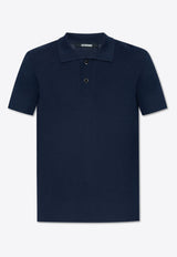 Jacquemus Logo Jacquard Polo T-shirt Navy 255KN296 2439-390