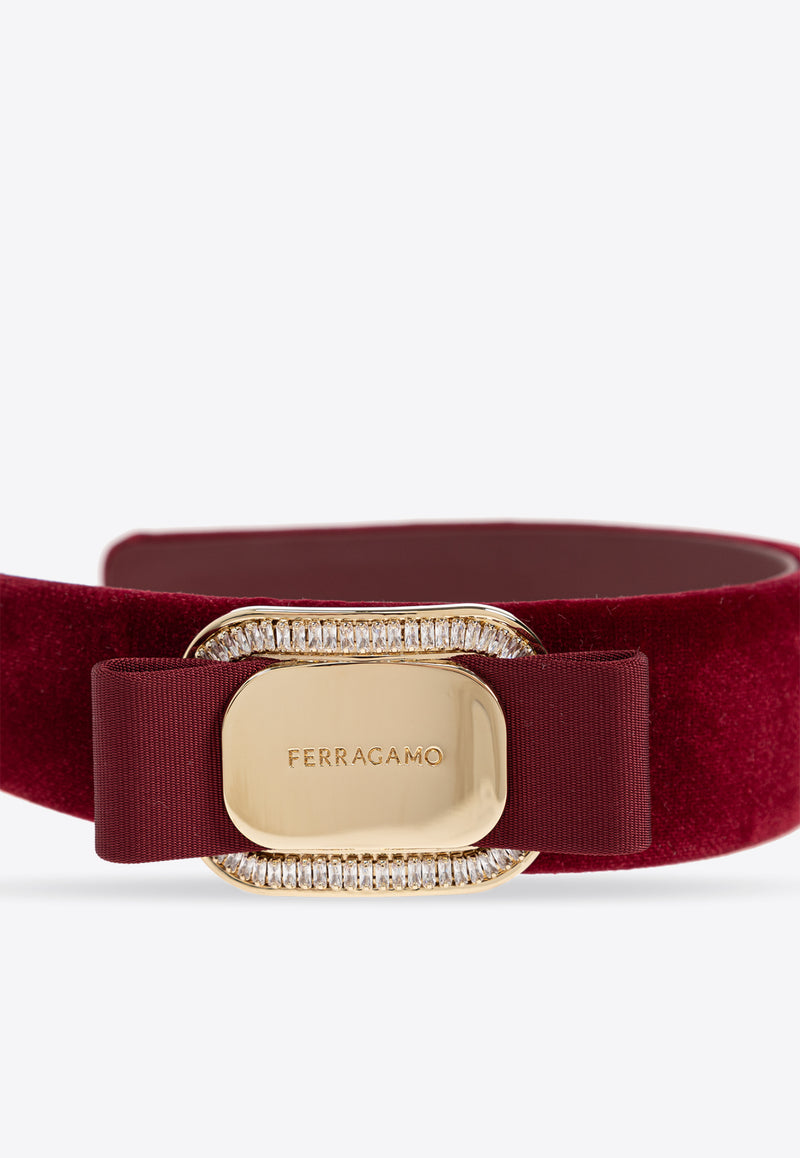 Salvatore Ferragamo Logo-Engraved Headband 340435 PTA VELVET 781025-BORDEAUX