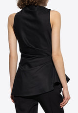 Alexander McQueen Draped Asymmetric Sleeveless Top 810287 QFAAZ-1000