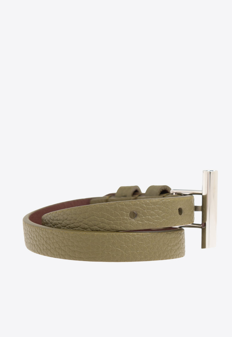 Alexander McQueen T-bar Leather Bracelet 813472 1AAUV-3217