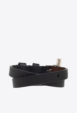 Alexander McQueen T-Bar Double Wrap Leather Bracelet 813363 1AAUG-1000