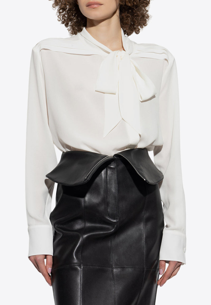 Alexander McQueen Georgette Silk Shirt with Self-Tie Scarf 814400 QBAAF-9016