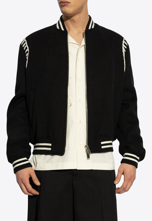 Alexander McQueen Embroidered Wool Bomber Jacket 814703 QVAAW-1000