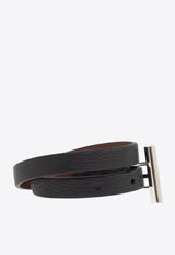 Alexander McQueen T-Bar Double Wrap Leather Bracelet 813472 1AAUG-1000