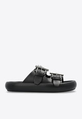 Alexander McQueen Upper-Buckles Leather Slides 809960 WIACT-1064