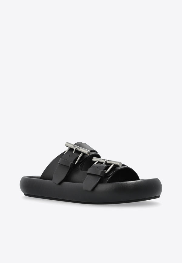 Alexander McQueen Upper-Buckles Leather Slides 809960 WIACT-1064